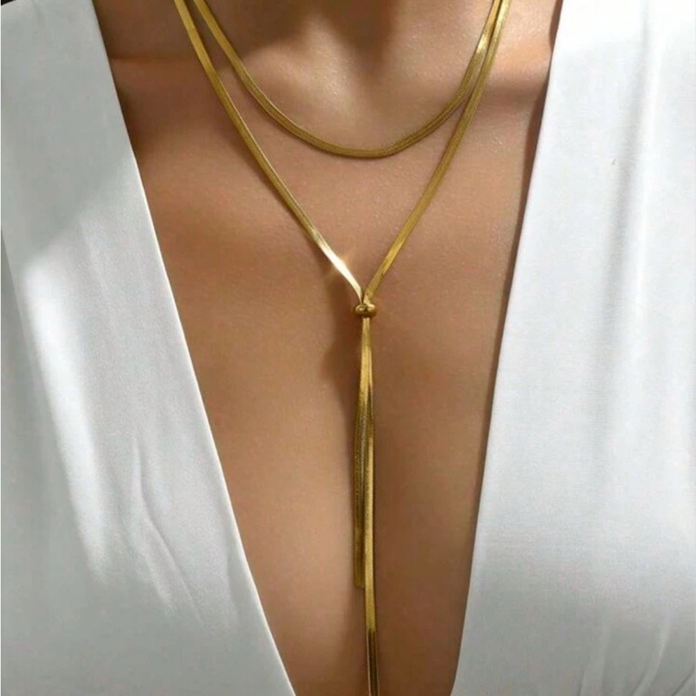 18k Golden Plated long Necklace Stainless Steel